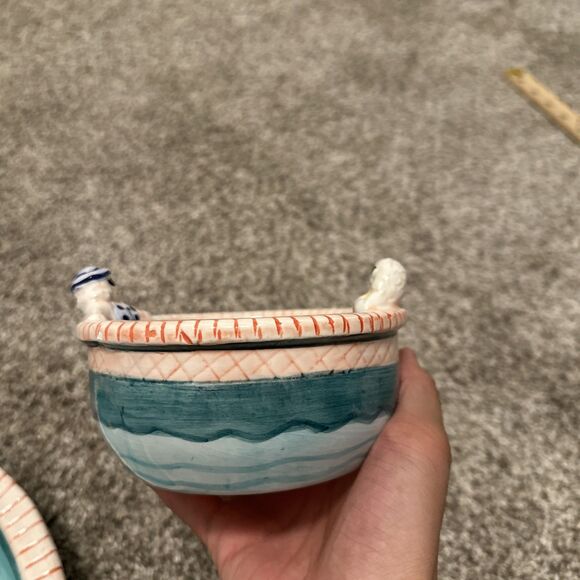 Bathing Beauties Whimsical Fun Ceramic Chip & Dip Set Platter Dish by Cardinal - Picture 8 of 9